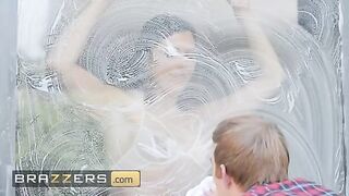 Ruby Sims teases the window cleaner with her lingerie and body