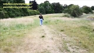 Couple fucked in the park, she gets cum on her face