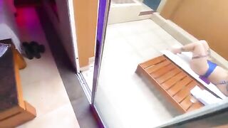 A red-haired girl has sex with her employee in a bikini
