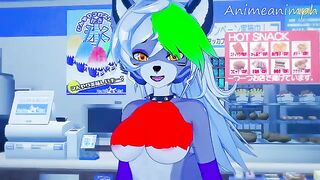 Roxanne Wolf is fucked by a masked character in an uncensored 3D hentai scene