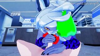 Roxanne Wolf is fucked by a masked character in an uncensored 3D hentai scene