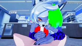 Roxanne Wolf is fucked by a masked character in an uncensored 3D hentai scene