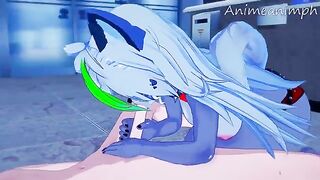 Roxanne Wolf is fucked by a masked character in an uncensored 3D hentai scene