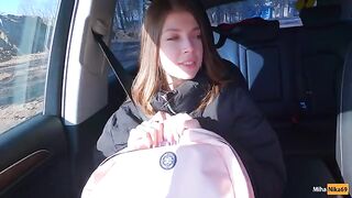 Cute hitchhiker agreed to blowjob for money - Public Agent style