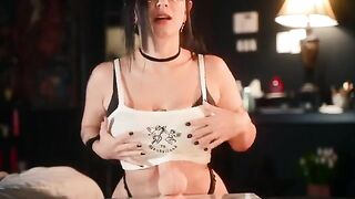Big Titty Goth Slut Sucking and Titty Fucking