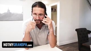 The step-grandpa punished Britt Blair for her naughty behavior