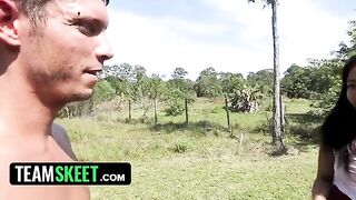A worker caught a gorgeous ebony babe with a big ass, Adrian Maya, in a compromising spot