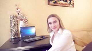 A girl is fucking with her boss for a raise at work