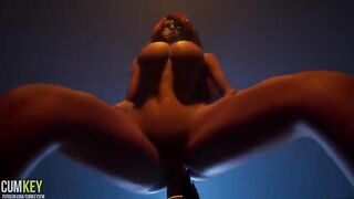 Big tits bitch gets pounded by a huge monster cock