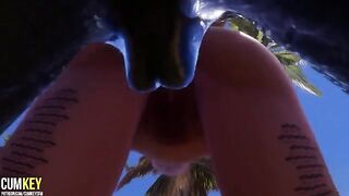 Two girls seduced a monster and got fucked by it in 3D