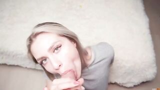 A sexy woman has sex with her stepbrother and he came on her tits