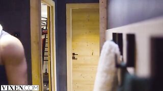 A young ski bunny has passionate sex with her boyfriend in the Alps