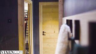 A young ski bunny has passionate sex with her boyfriend in the Alps