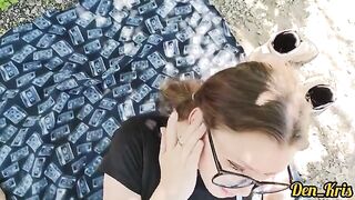A lot of hot guys cum on the cute girl's face and hair in this steamy compilation