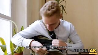 Instead of studying, a student gets intimate with the tutor in a steamy encounter