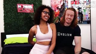 Redhead muscle guy fucked hard by Latina slut