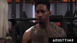 The strongest man stuffed all holes of the sexy ebony girl