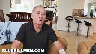 Sydney Sky gets a hard geriatric cock in her pussy in a weird scenario