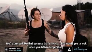 The boss of a cartel teaches her new girls to behave