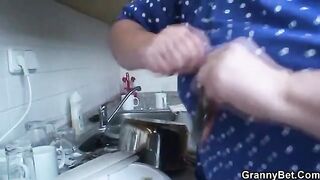 80 years old blonde granny gets banged by younger dude in HD