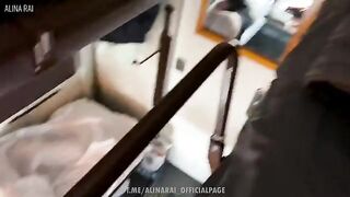 A stepson tried to push his cock in the hole of his beautiful stepmom