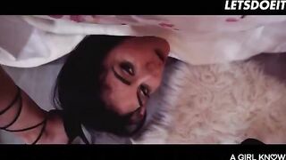 Two girlfriends have fun at home, getting to know each other’s intimate areas