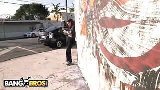 Brunette with big ass Roxxii Blair gets banged on the bang bus by stranger