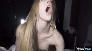 Skinny teen gets fucked hard in her tight cunt