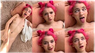 Cute girl plays with her pretty pussy in a sensual solo session