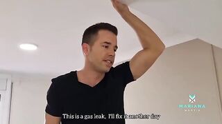 The air technician left his cum on my ass with a lasting mark