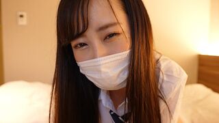A girl in a sailor suit was forced to masturbate the guy’s cock