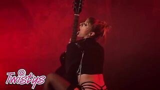 Blonde Babe Angel Youngs in Sexy Red Underwear Does Some Badass Poses