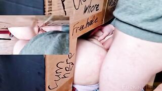 A girl had sex in the glory hole and received three creampie