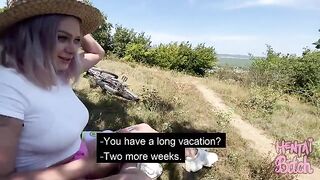 A beautiful girl is having sex with a stranger she met outdoors