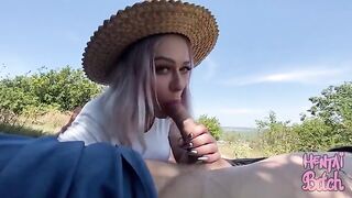 A beautiful girl is having sex with a stranger she met outdoors