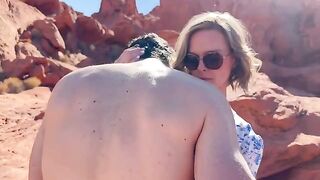 A wife is getting fucked by her friend on a desert hike