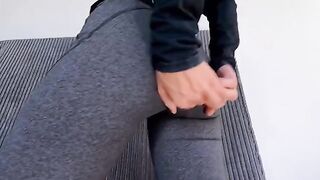 This ass is the best nozzle on my dick! - Hot brunette in tight leggings