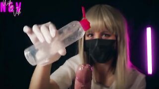 A crazy nurse in latex will bring you two orgasms