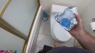 A step mom helps her son to get a sperm sample for a donation