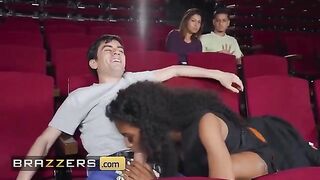 Naughty girl Tina Fire fucks in the popcorn machine with Jordi El In a steamy Brazzers scene
