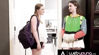 Horny Hazel Moore licks her bestie’s pussy in the college class