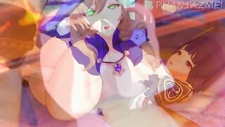 Genshin Impact animated porn with Lisa and Eula in a steamy library scene