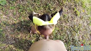 Romantic sex with beautiful Japanese teen in outdoor setting