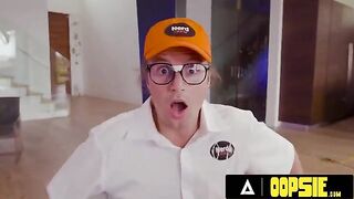 Jewelz Blu seduces the tech guys to fix her TV with her big tits