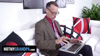 Redhead cutie Madi Collins gets her pussy stuffed by old perv’s huge dick