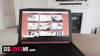 Curious step sis Violet Rain sneaks to watch porn