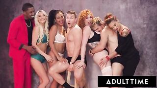 An insane Christmas orgy with stars getting fucked hard until they are all cum soaked