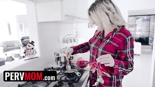 Busty stepmom Cory Chase presents her son with a Christmas gift in advance