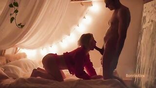 The couple has a rough sex and the guy finishes inside