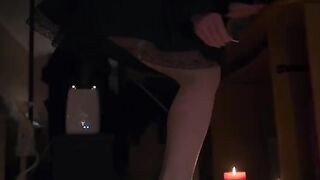 White stockings footjob and lots of cum